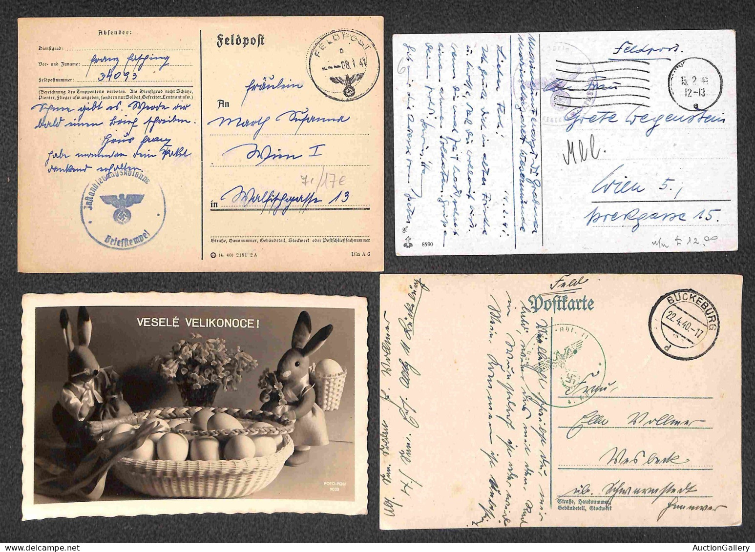 Europa - Germania - Feldpost - 1939/1944 - Ventidue cartoline in franchigia del periodo