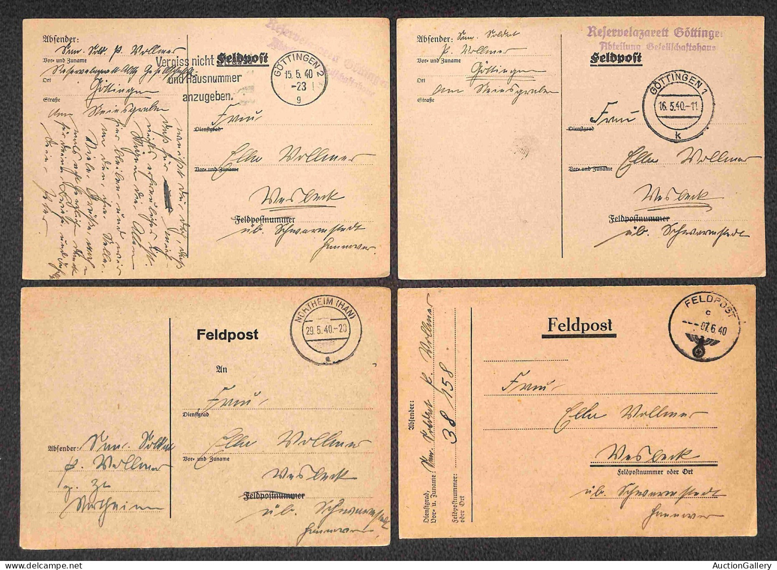Europa - Germania - Feldpost - 1939/1944 - Ventidue cartoline in franchigia del periodo