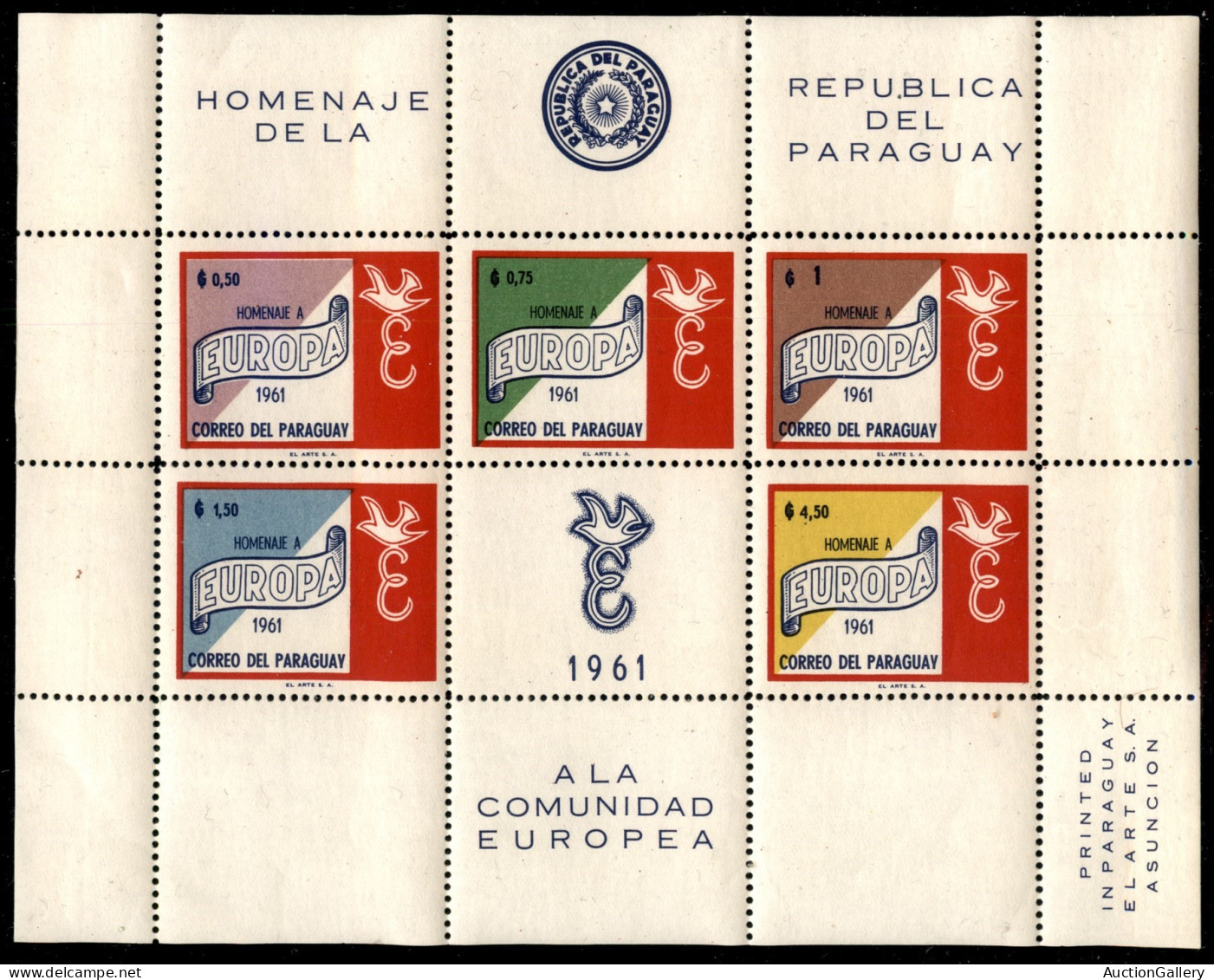 Oltremare - Paraguay - 1961 - Foglietti Europa (Block 14/17) - Insieme Di 4 Foglietti - Dentellati E Non - Gomma Integra - Sonstige & Ohne Zuordnung