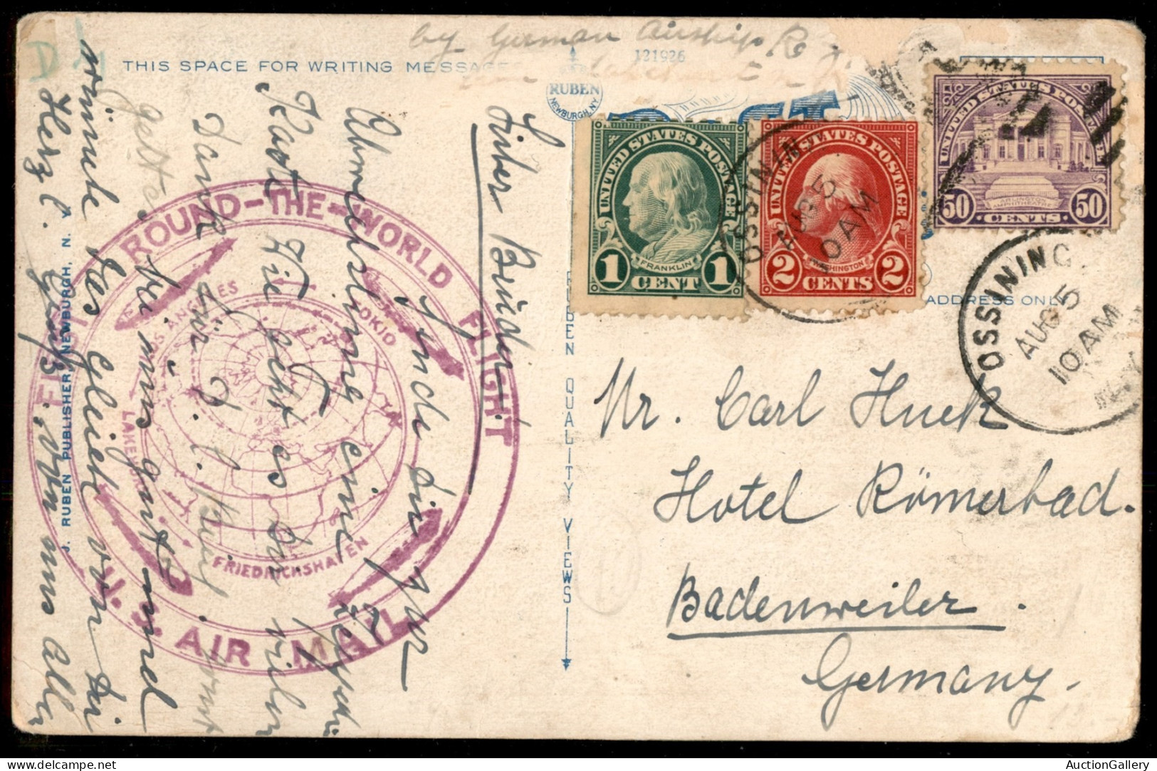 Oltremare - Stati Uniti D'America - 1929 (5 Agosto) - Zeppelin Round The World - Cartolina Da Ossining A Badenweiler - Other & Unclassified