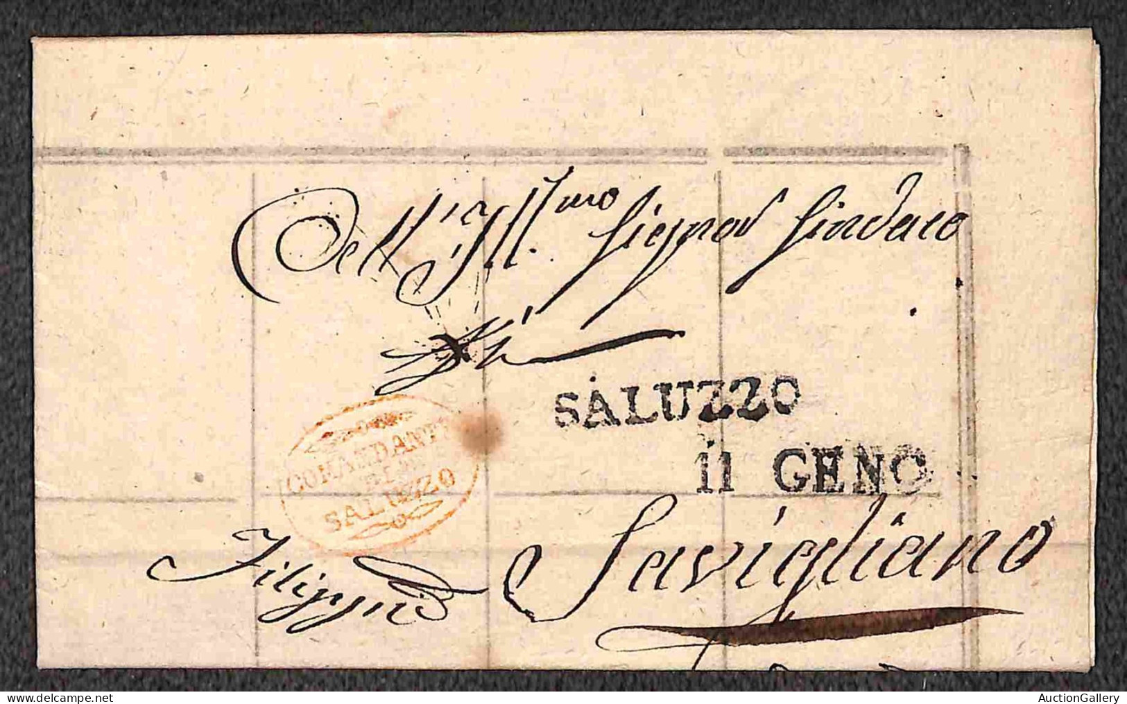 Prefilateliche - Saluzzo - Commissariato Di Leva (1820) + Comandante Di Saluzzo (rosso - 1824) - Lettere Per Cavallermag - Otros & Sin Clasificación