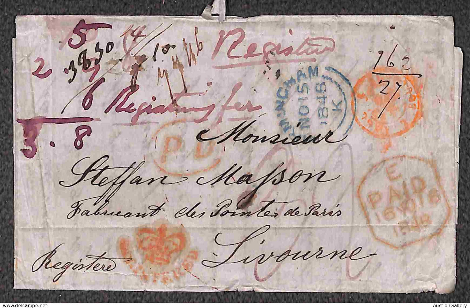 Gran Bretagna - Prefilateliche - Due Lettere Da Birminghan (1848 - 1856) E Da Marsiglia (1855) Per Livorno - Non Affranc - Andere & Zonder Classificatie