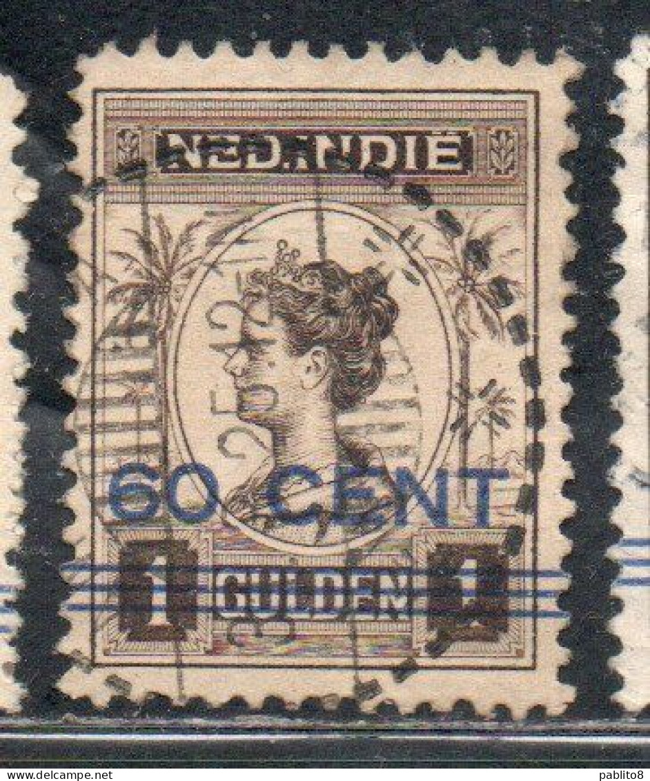 DUTCH INDIA INDIE INDE NEDERLANDS HOLLAND OLANDESE NETHERLANDS INDIES 1922 SURCHARGED WILHELMINA 60c On 1g USED USATO - Nederlands-Indië