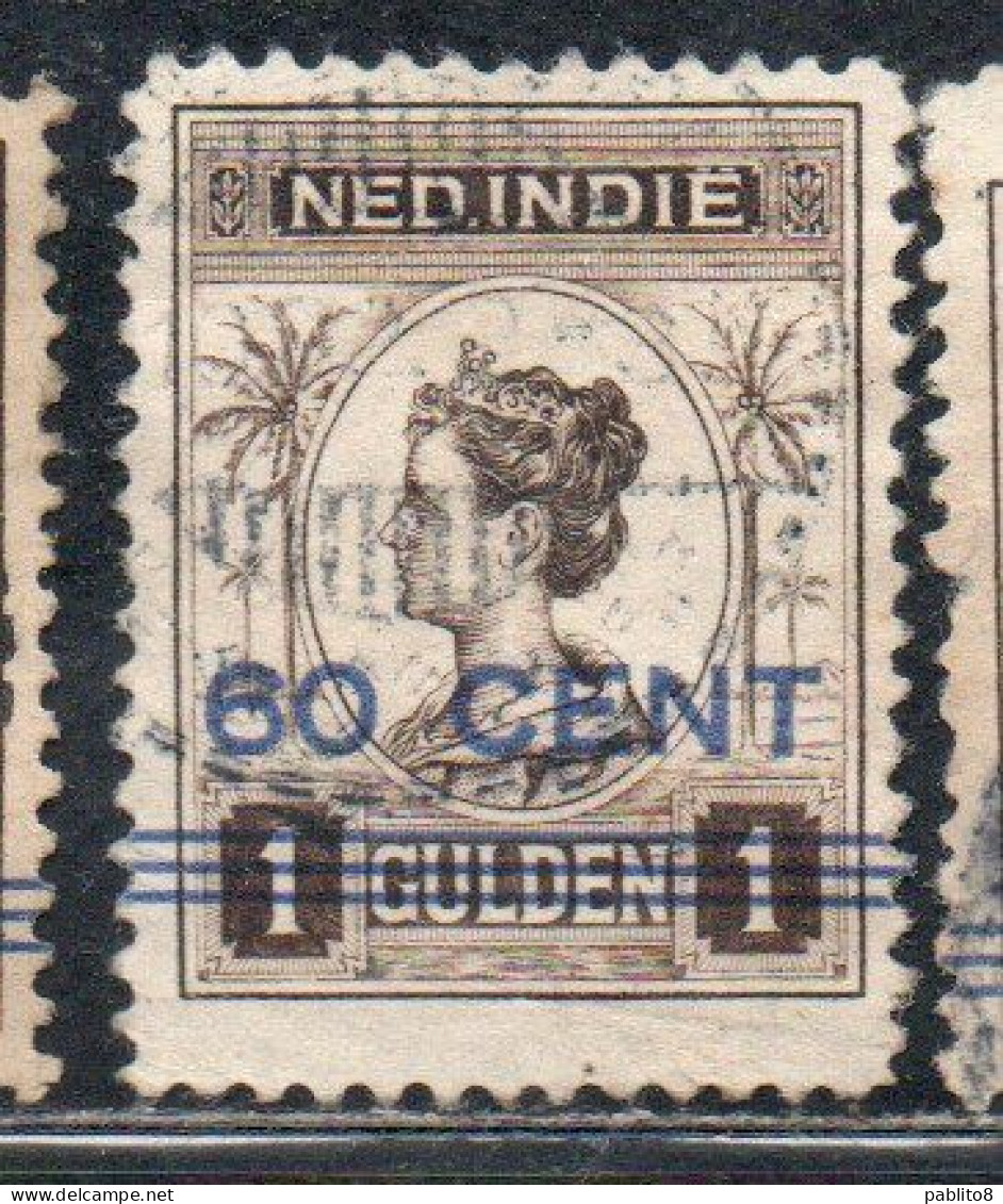 DUTCH INDIA INDIE INDE NEDERLANDS HOLLAND OLANDESE NETHERLANDS INDIES 1922 SURCHARGED WILHELMINA 60c On 1g USED USATO - Nederlands-Indië