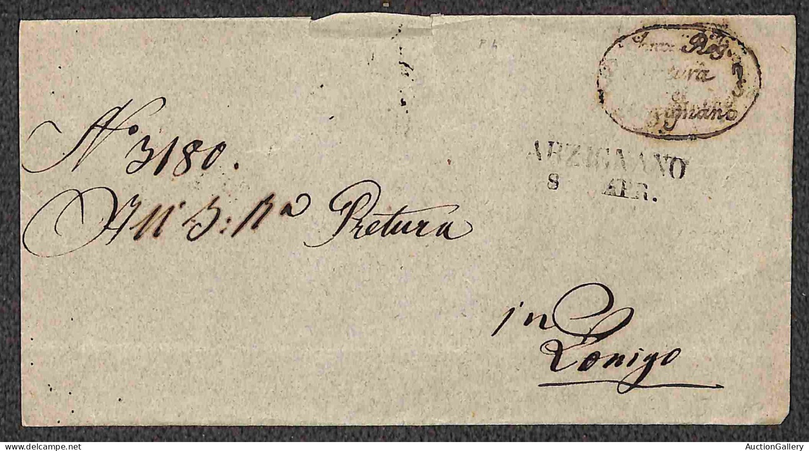 Lotti&Collezioni - PREFILATELICHE - 1821/1853 - Insieme di 5 lettere del periodo con annulli di Arzignano Annecy Ventimi