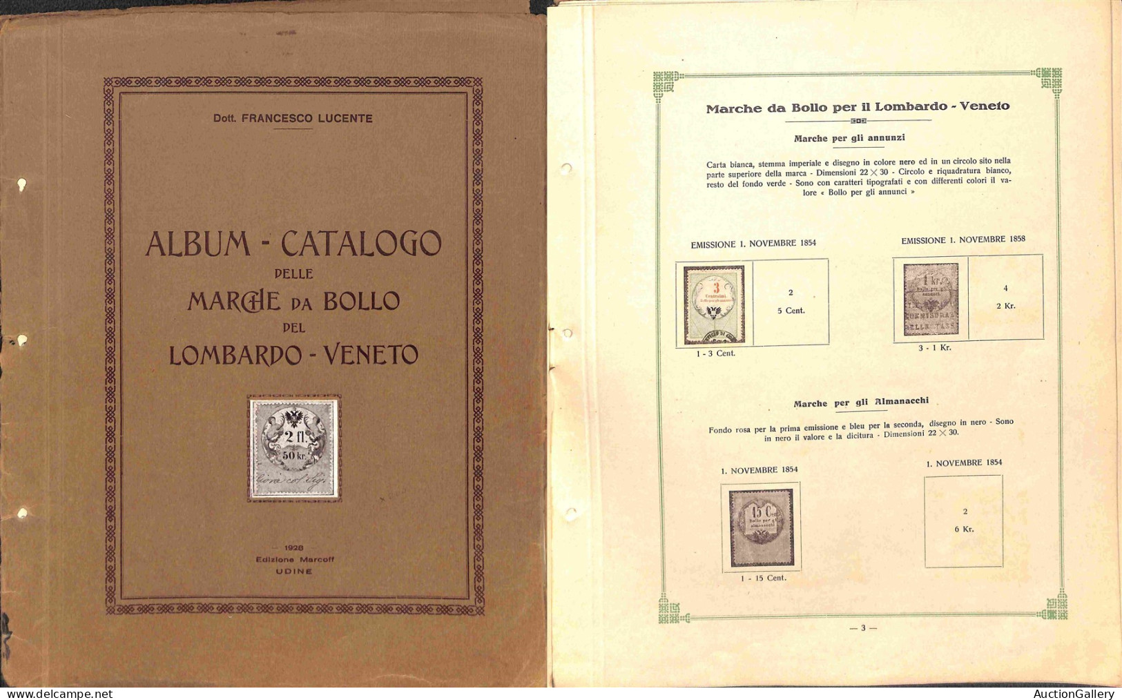 Lotti&Collezioni - LOMBARDO VENETO - Marche Da Bollo - 1854/1870 - Album Catalogo Delle Marche Da Bollo A Cura Di F. Luc - Sonstige & Ohne Zuordnung