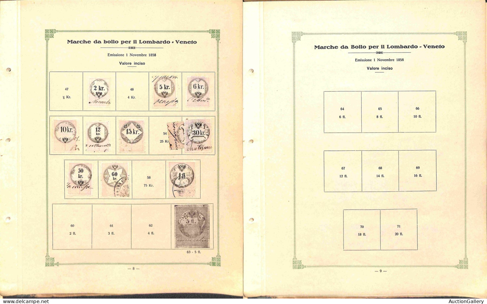 Lotti&Collezioni - LOMBARDO VENETO - Marche da Bollo - 1854/1870 - Album catalogo delle marche da bollo a cura di F. Luc