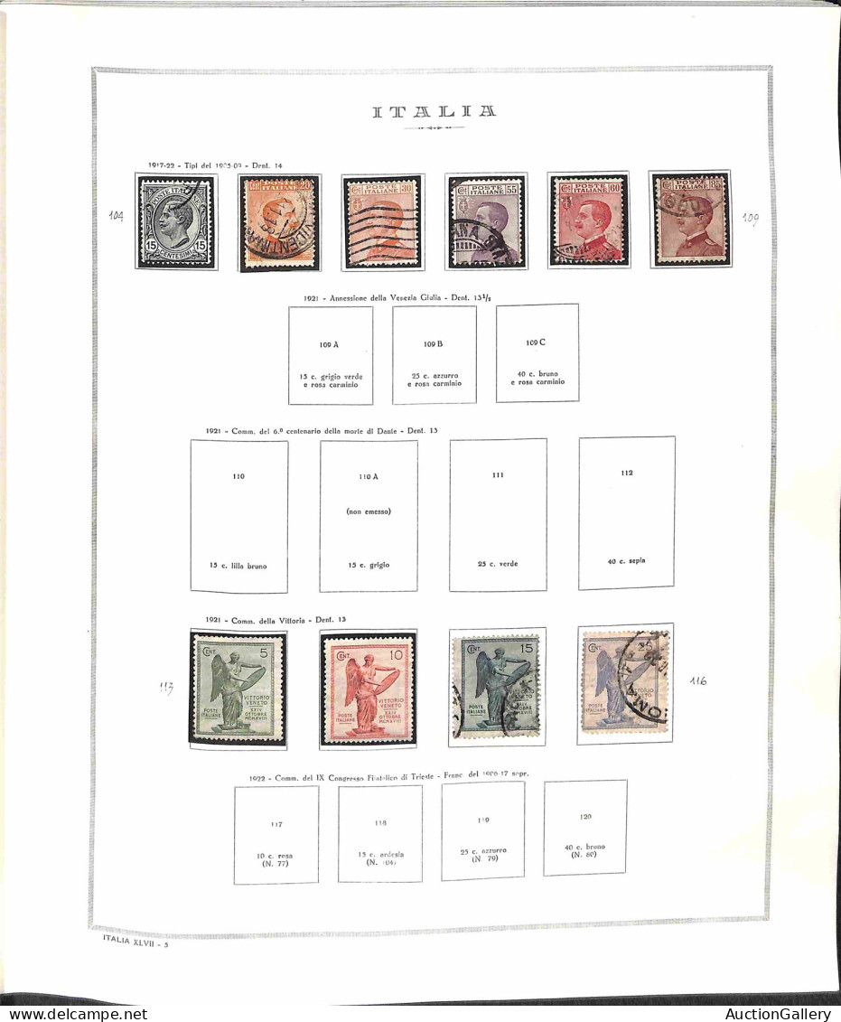 Lotti&Collezioni - REGNO - 1863/1945 - Collezione di valori usati del periodo con servizi montata su album Marini - valo