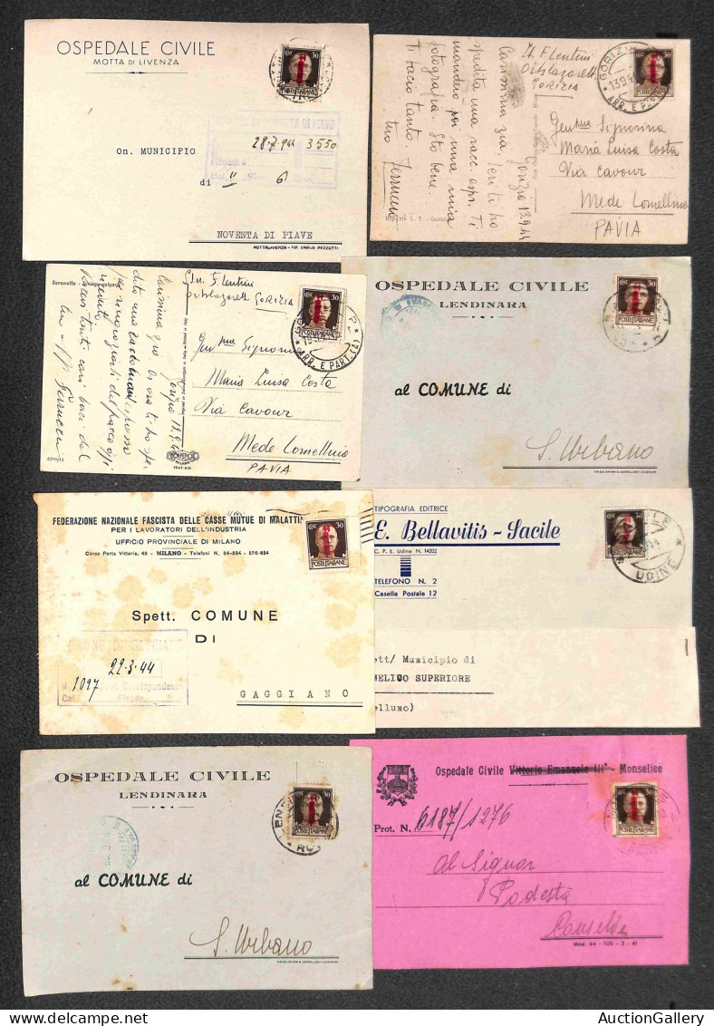 Lotti&Collezioni - REPUBBLICA SOCIALE ITALIANA - 1944 - 30 Cent (493) - Diciotto Cartoline + Un Piego + Un Estratto Cont - Altri & Non Classificati