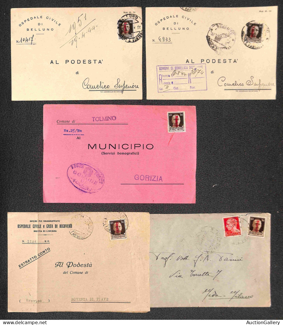 Lotti&Collezioni - REPUBBLICA SOCIALE ITALIANA - 1944 - 30 Cent (493) - Diciotto Cartoline + Un Piego + Un Estratto Cont - Other & Unclassified