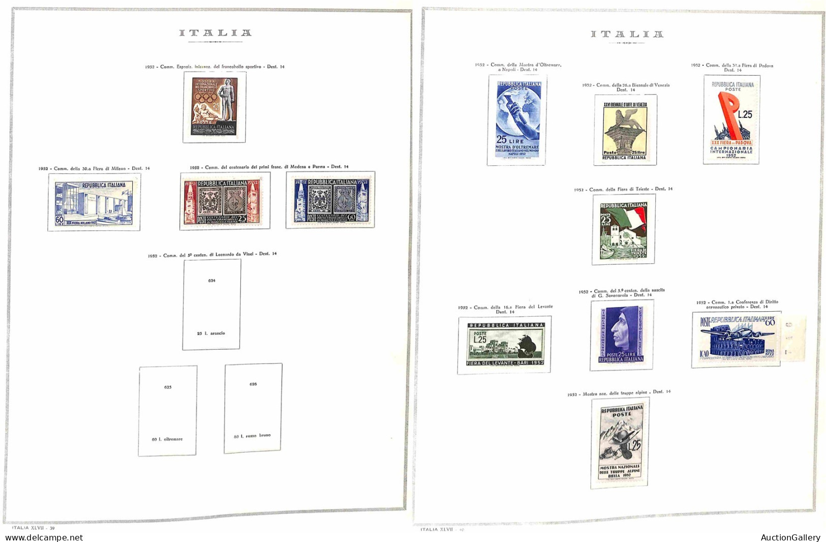 Lotti&Collezioni - REPUBBLICA - 1946/1961 - Collezione avanzata di valori nuovi di posta ordinaria del periodo in album 