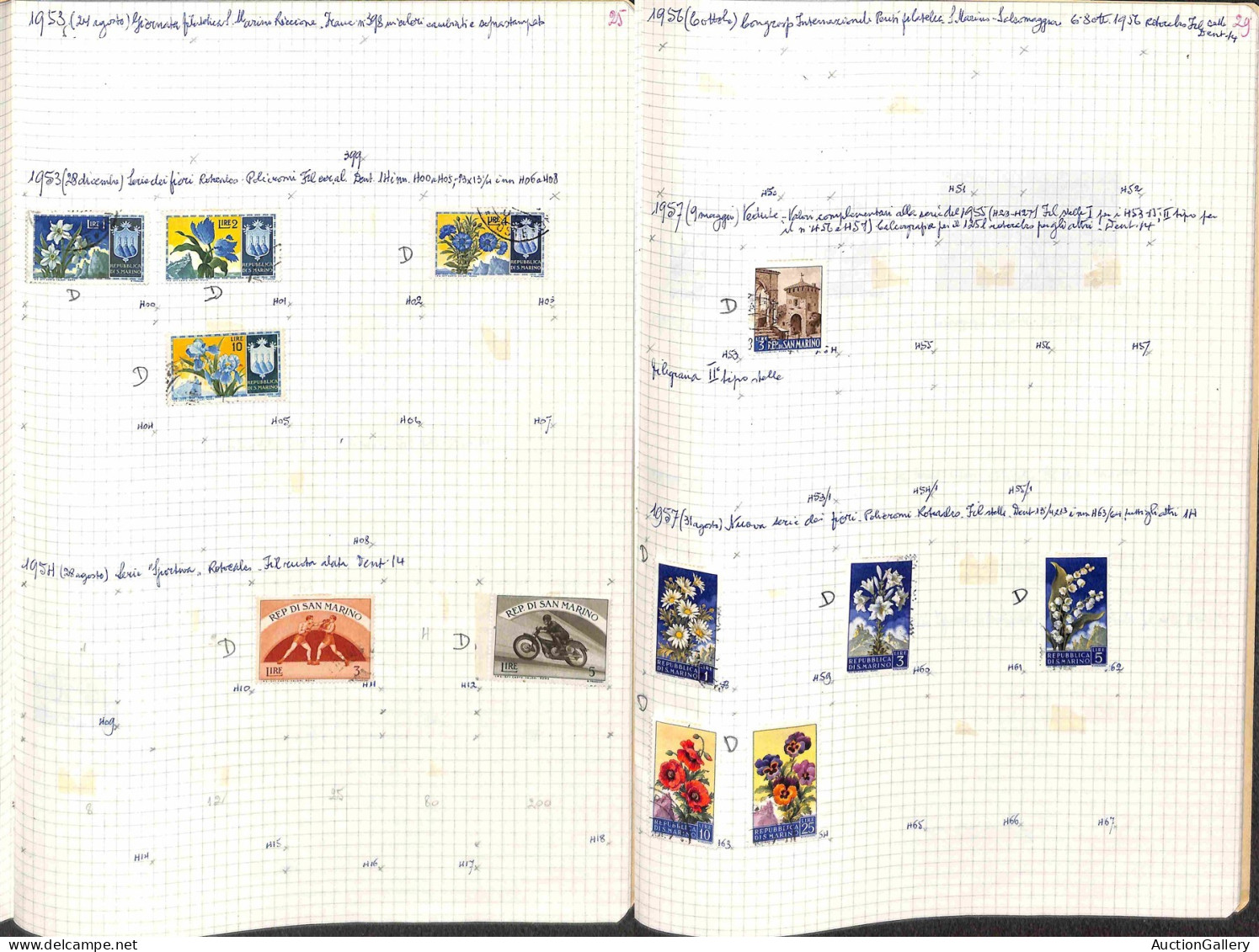 Lotti&Collezioni - SAN MARINO - 1877/1983 - Collezione avanzata del periodo in 2 album Marini più 5 quaderni artigianali