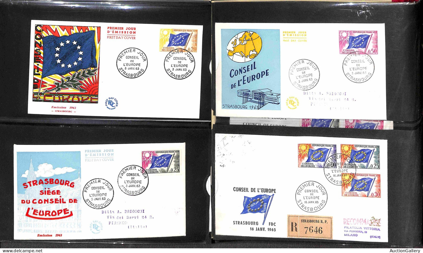 Lotti&Collezioni - PAESI EUROPEI - 1941/1974 - Collezione Di Oltre 250 FDC A Tema Europa Del Periodo Montati In 5 Elegan - Sonstige & Ohne Zuordnung