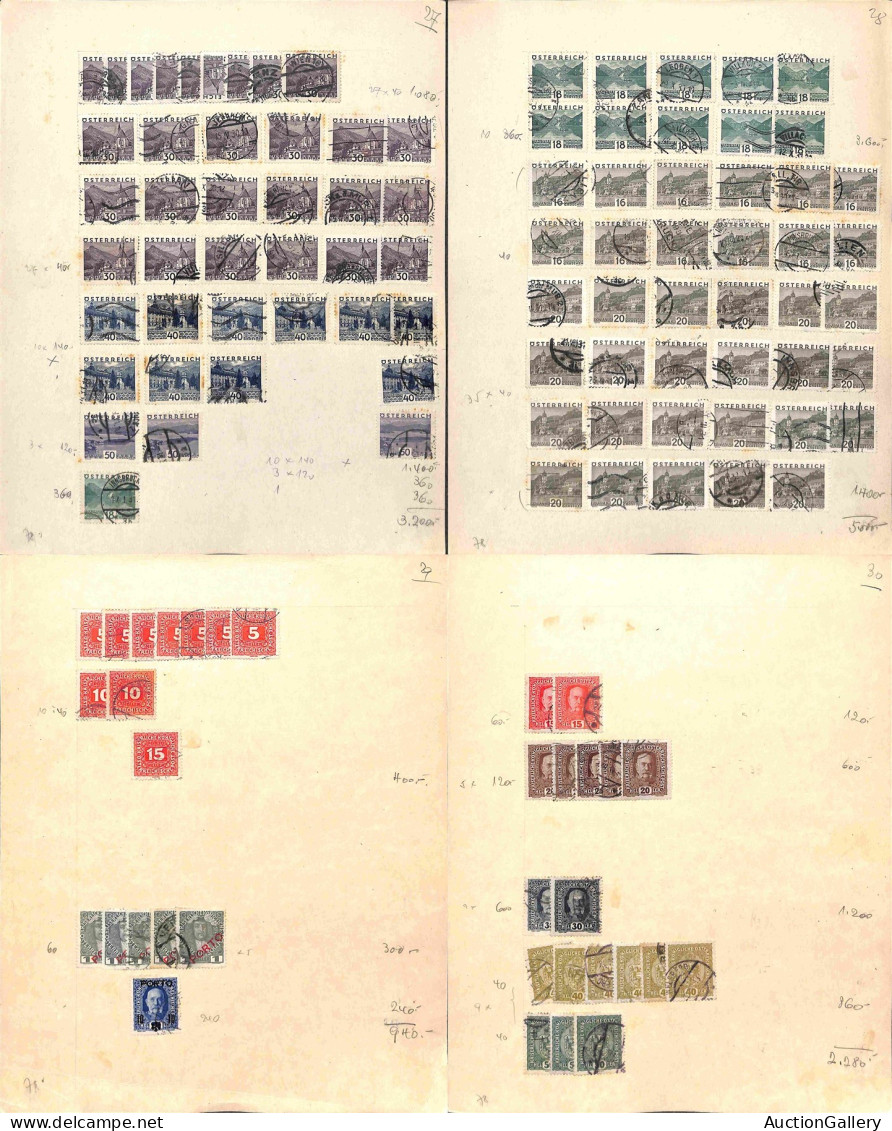 Lotti&Collezioni - AUSTRIA - 1900/1934 - Accumulazione Di Migliaia Di Francobolli Usati - Applicati Su Cartoncini - Da E - Andere & Zonder Classificatie