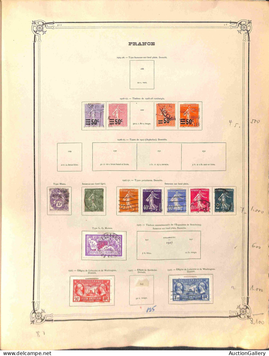 Lotti&Collezioni - FRANCIA - 1862/1932 - Piccolo insieme di valori del periodo usati montati su fogli d'album d'epoca - 