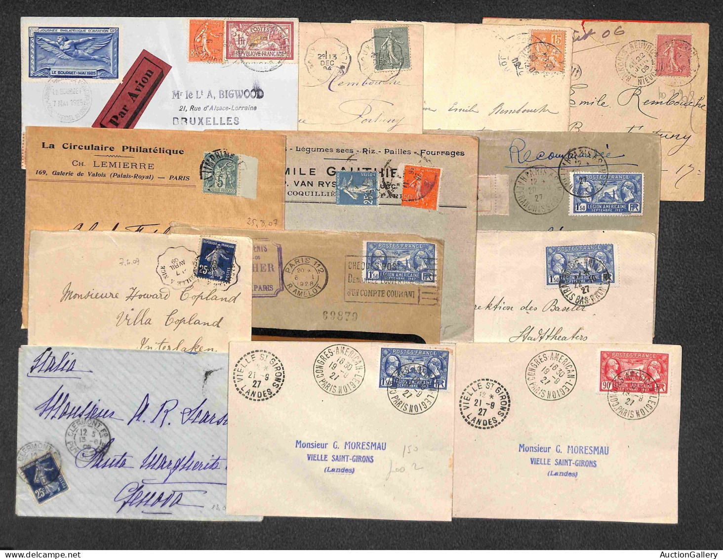 Lotti&Collezioni - FRANCIA - 1904/1929 - Sessantadue Buste + Dieci Cartoline Con Affrancature Del Periodo - Da Esaminare - Sonstige & Ohne Zuordnung