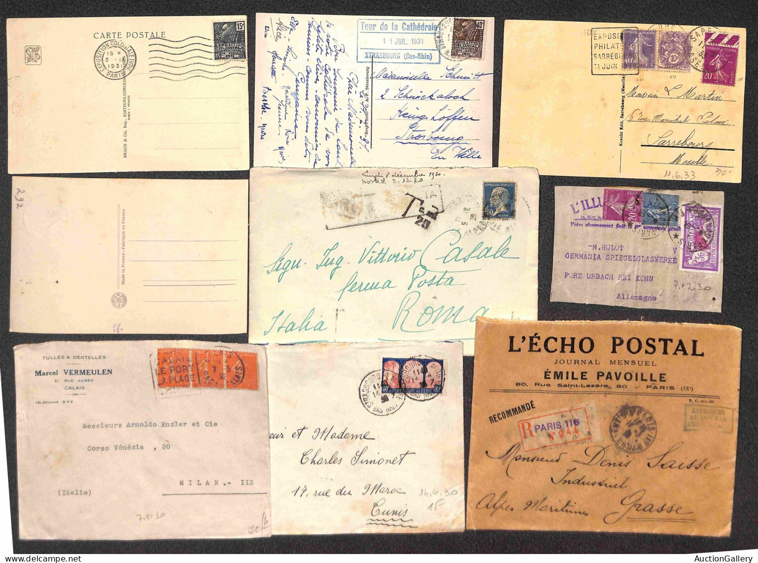 Lotti&Collezioni - FRANCIA - 1930/1938 - Ventisei buste + tredici cartoline con affrancature del periodo