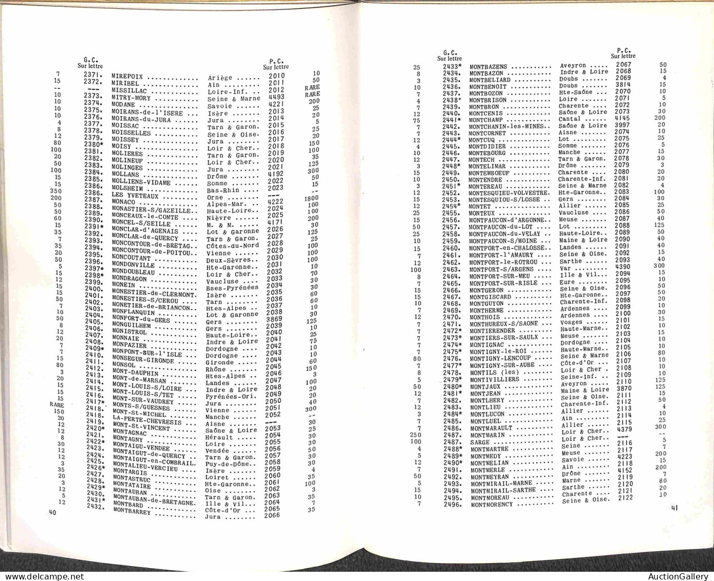 Biblioteca Filatelica - Francia - Nomenclature Des Bureaux De Postes Francais 1852/1876 Petits & Gros Chiffres Cotès - J - Andere & Zonder Classificatie