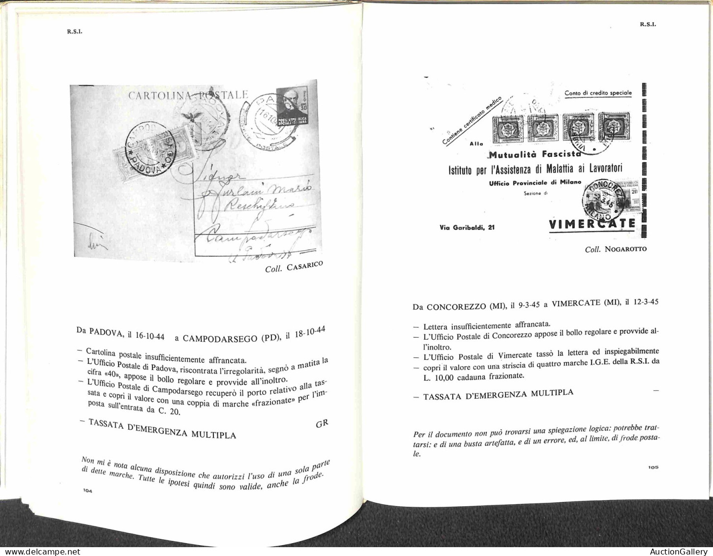 Biblioteca Filatelica - Italia - Segnatasse D'Emergenza 1943/1947 - F. Casarico - Ed. 1976 - Altri & Non Classificati