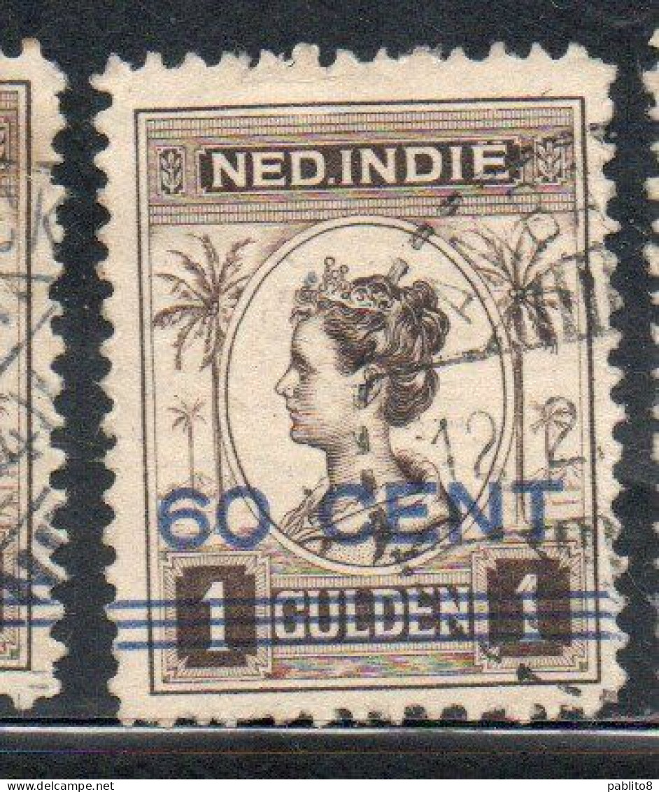 DUTCH INDIA INDIE INDE NEDERLANDS HOLLAND OLANDESE NETHERLANDS INDIES 1922 SURCHARGED WILHELMINA 60c On 1g USED USATO - Nederlands-Indië