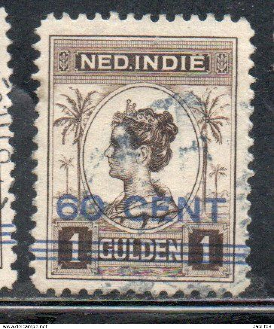 DUTCH INDIA INDIE INDE NEDERLANDS HOLLAND OLANDESE NETHERLANDS INDIES 1922 SURCHARGED WILHELMINA 60c On 1g USED USATO - Nederlands-Indië