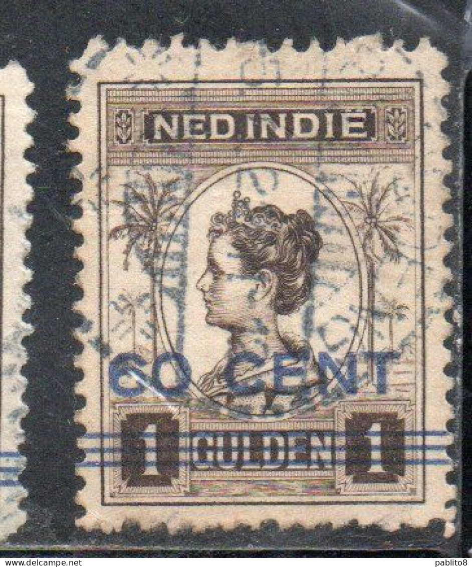 DUTCH INDIA INDIE INDE NEDERLANDS HOLLAND OLANDESE NETHERLANDS INDIES 1922 SURCHARGED WILHELMINA 60c On 1g USED USATO - Nederlands-Indië