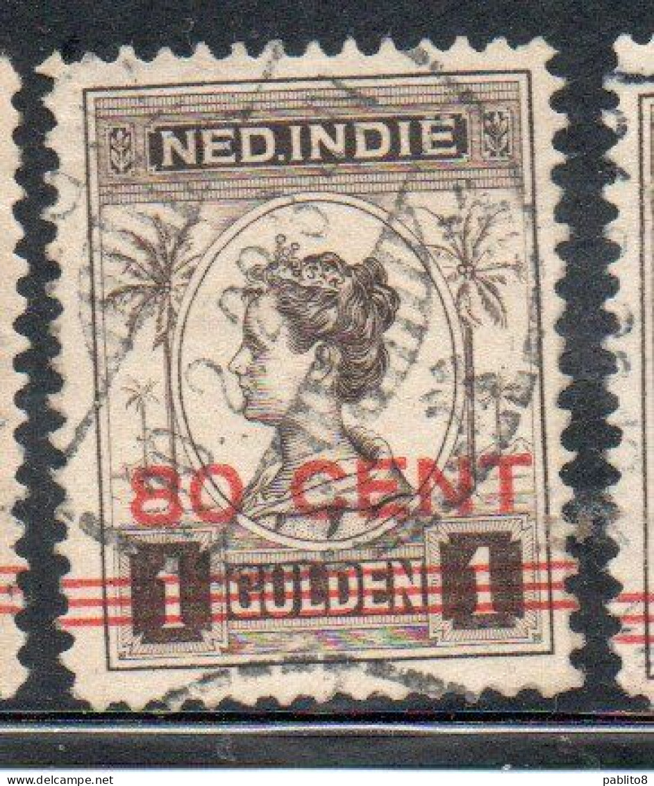 DUTCH INDIA INDIE INDE NEDERLANDS HOLLAND OLANDESE NETHERLANDS INDIES 1922 SURCHARGED WILHELMINA 80c On 1g USED USATO - Nederlands-Indië