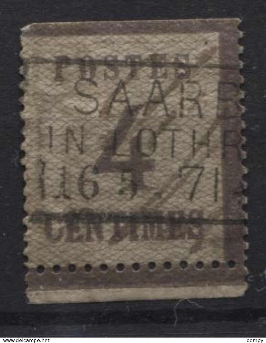Alsace Lorraine Yv 3 Obl. SAARBRUCK 1871. Non Dentelé Ou Coupé? Cote 135€ - Used Stamps