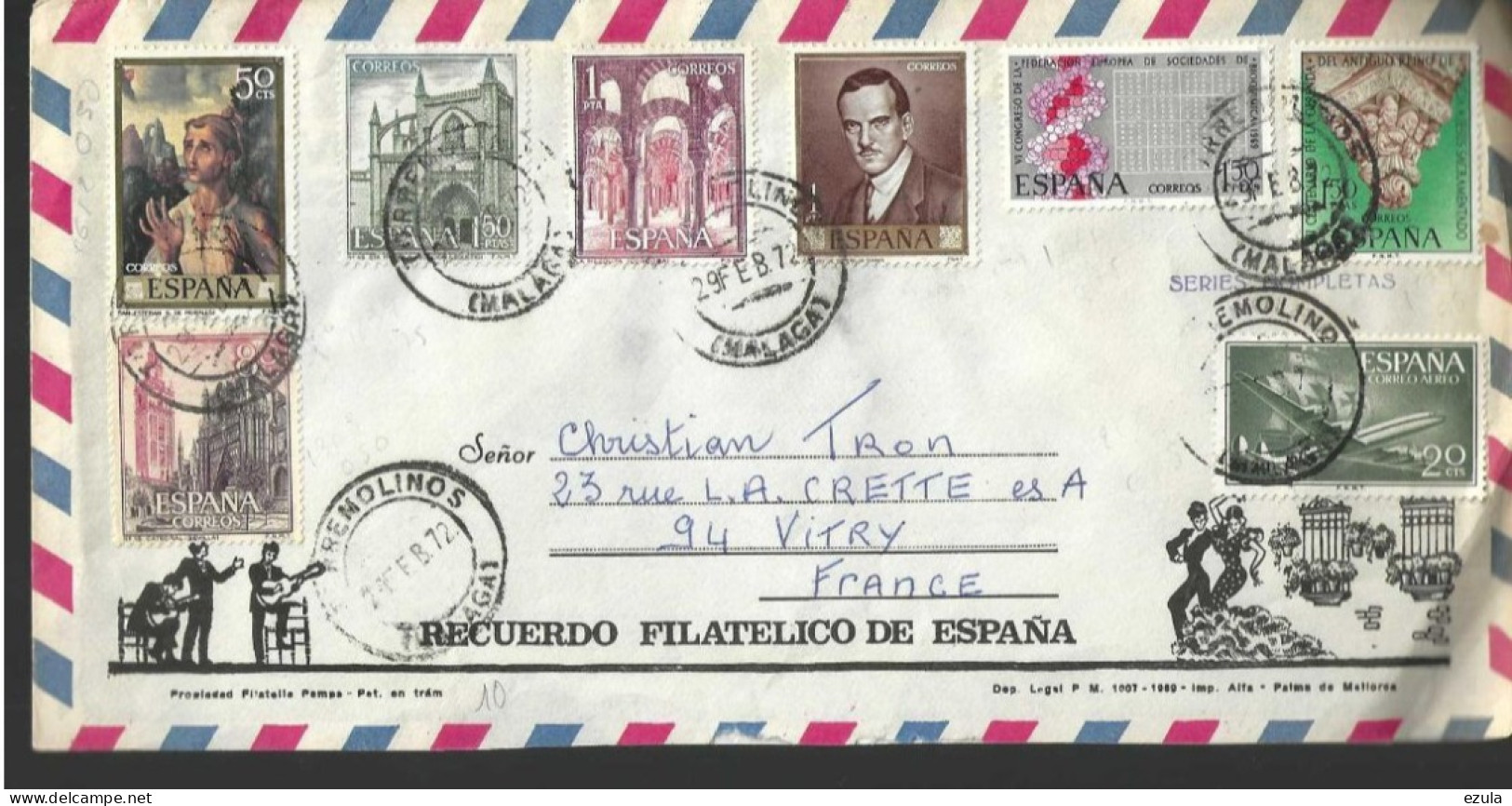 5 Lettre D'Espagne De 1980 Affranchissement Par Timbres Multiples Belle Enveloppes - Otros & Sin Clasificación