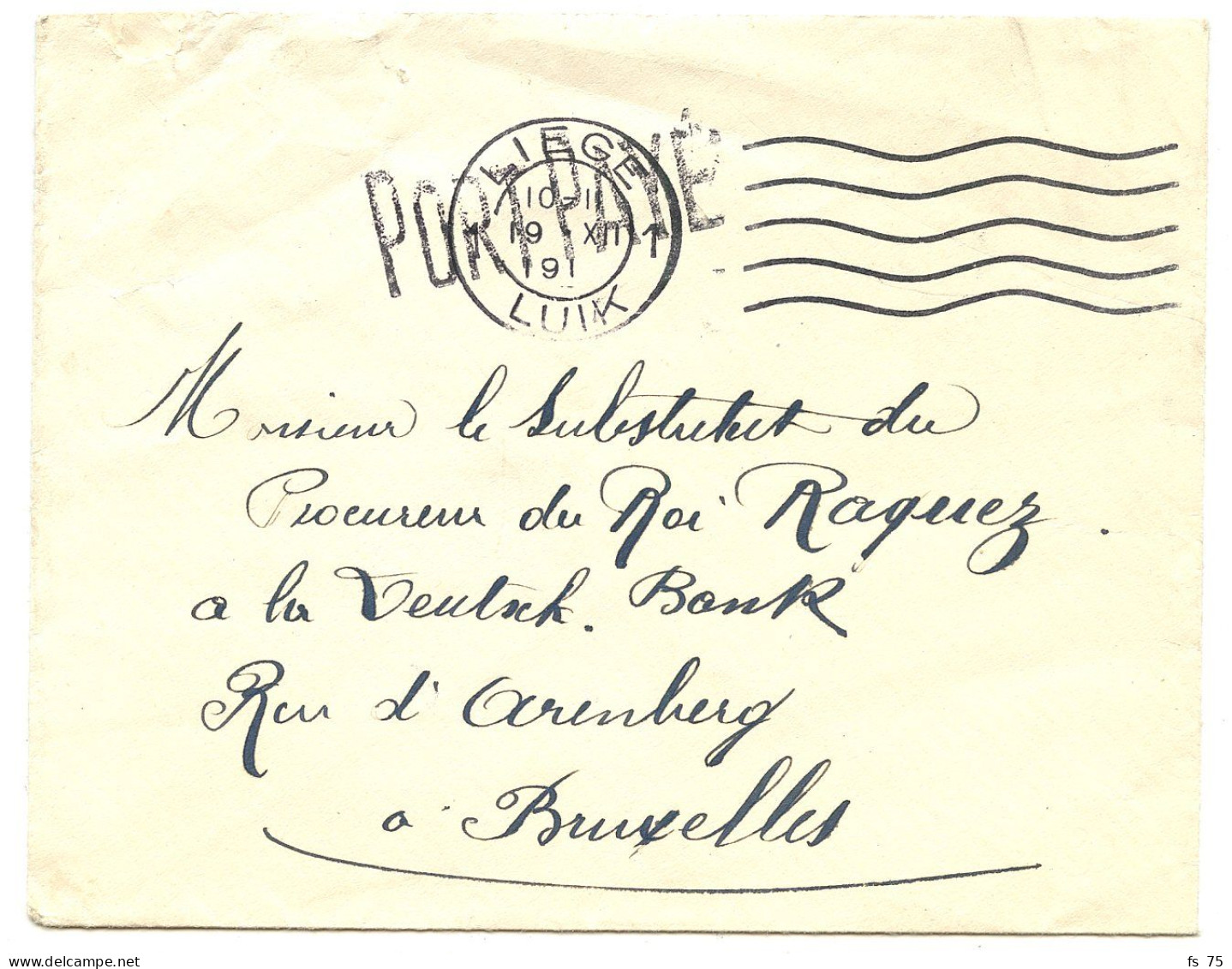 BELGIQUE - SIMPLE CERCLE LIEGE + PAYE ET MECANIQUE LIEGE + PORT PAYE SUR 2 LETTRES - Storia Postale