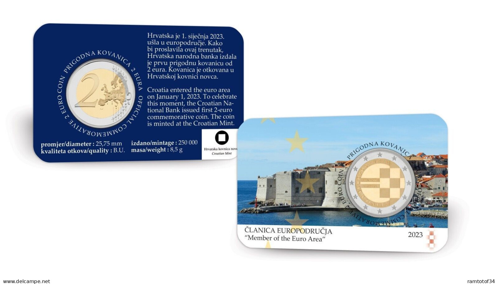 2023 CROATIE - 2 Euros Commémorative Coincard, Introduction De L'euro - Croatia