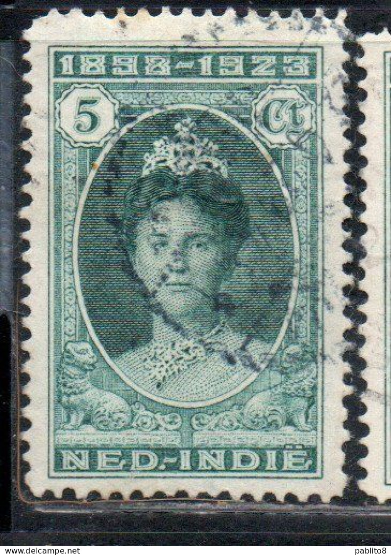 DUTCH INDIA INDIE INDE NEDERLANDS HOLLAND OLANDESE NETHERLANDS INDIES 1923 QUEEN WILHELMINA 5c USED USATO OBLITERE' - Nederlands-Indië