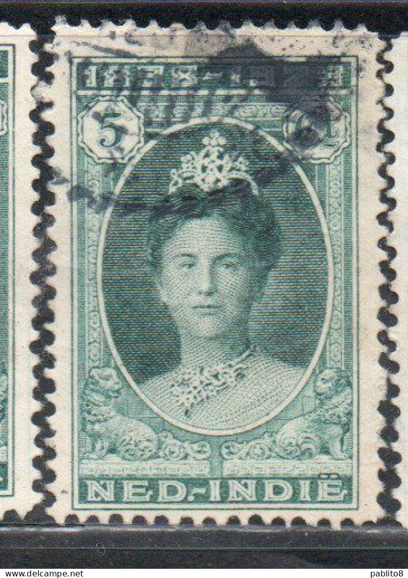 DUTCH INDIA INDIE INDE NEDERLANDS HOLLAND OLANDESE NETHERLANDS INDIES 1923 QUEEN WILHELMINA 5c USED USATO OBLITERE' - Nederlands-Indië