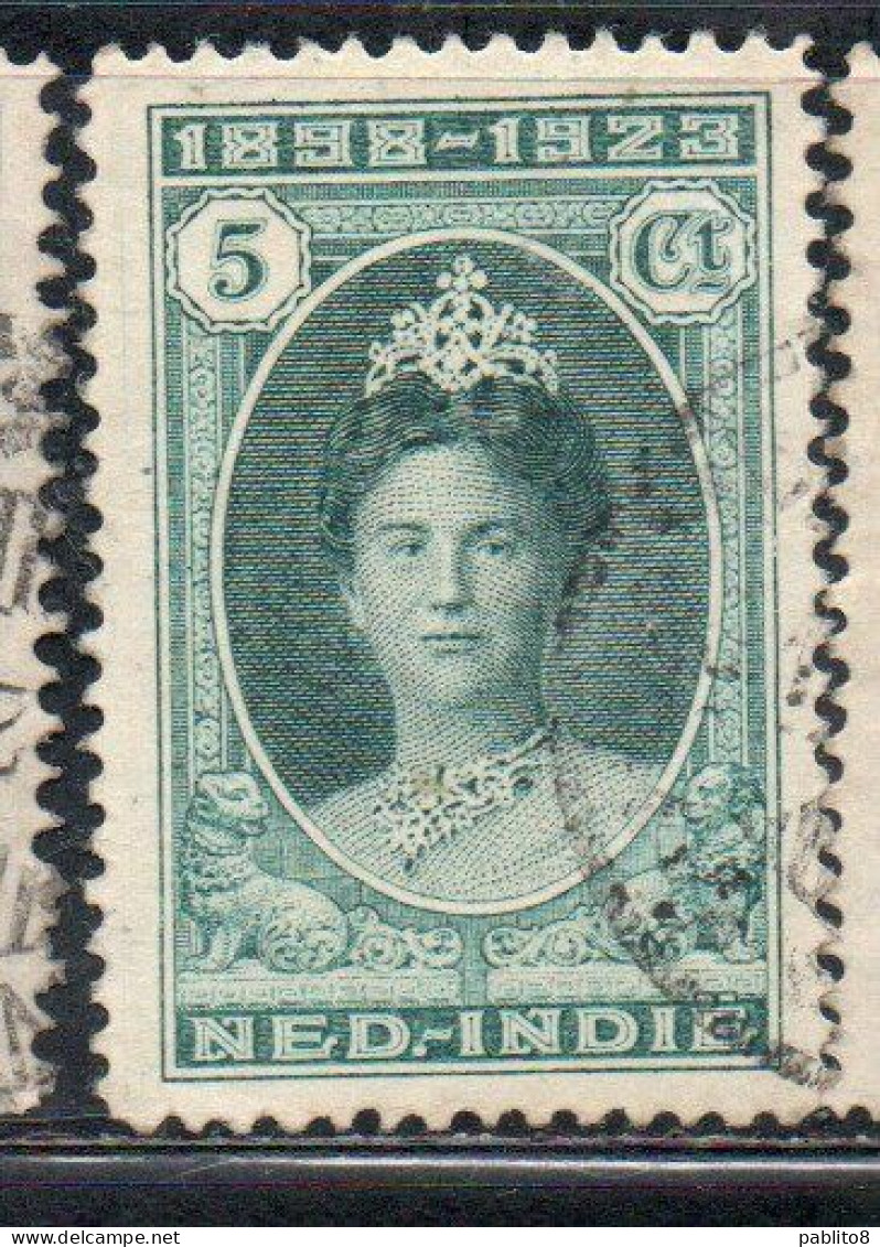 DUTCH INDIA INDIE INDE NEDERLANDS HOLLAND OLANDESE NETHERLANDS INDIES 1923 QUEEN WILHELMINA 5c USED USATO OBLITERE' - Nederlands-Indië