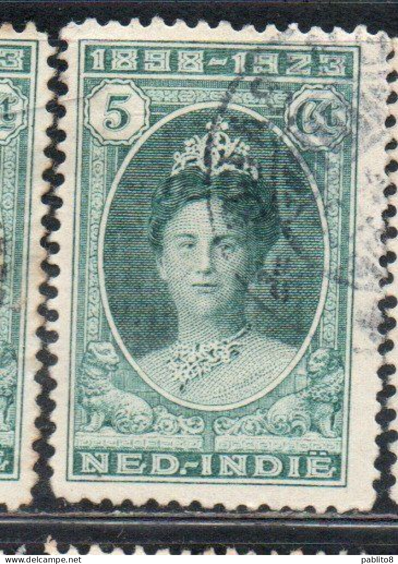DUTCH INDIA INDIE INDE NEDERLANDS HOLLAND OLANDESE NETHERLANDS INDIES 1923 QUEEN WILHELMINA 5c USED USATO OBLITERE' - Nederlands-Indië