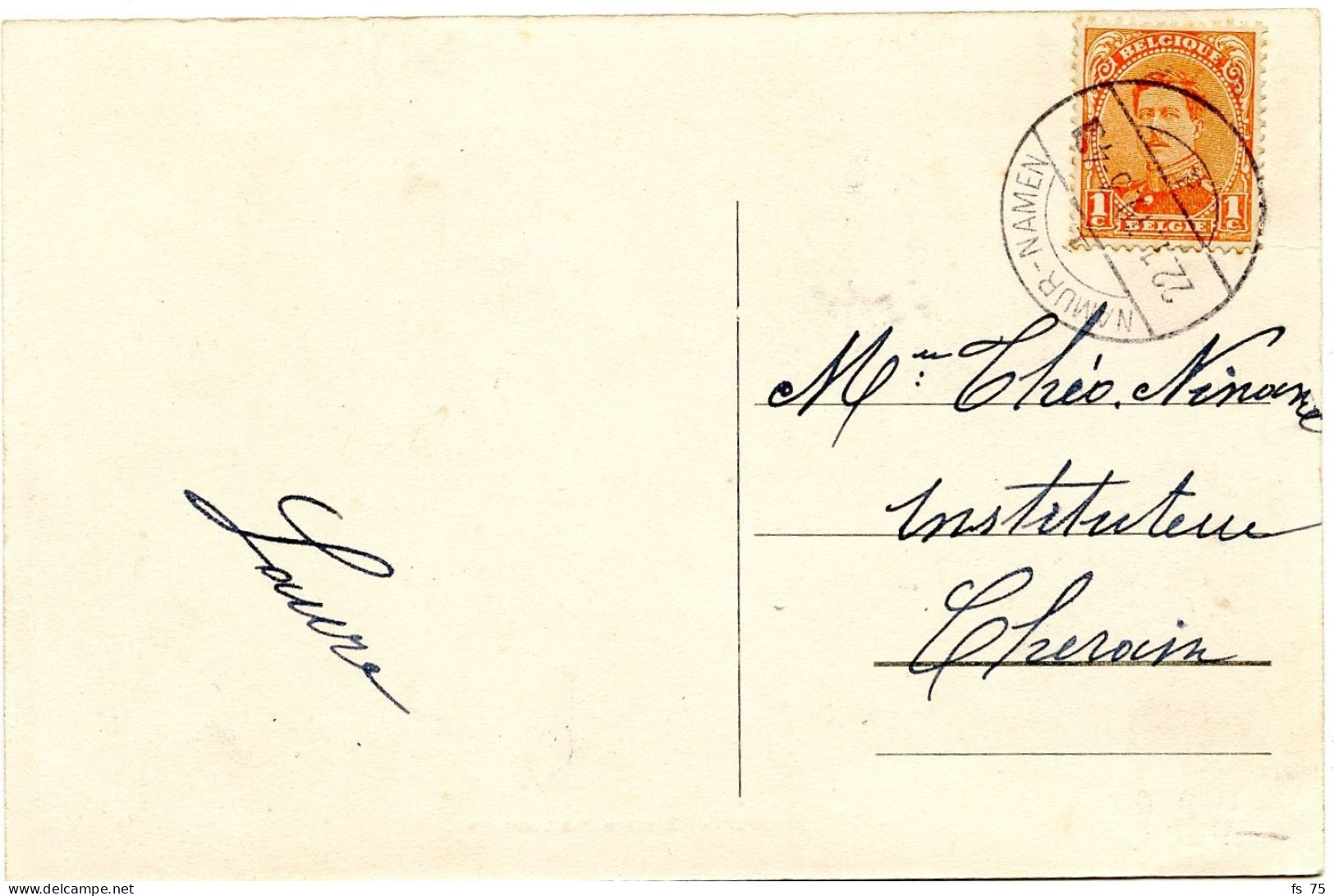 BELGIQUE - COB 135 DOUBLE CERCLE BILINGUE ECHOPPE NAMUR - NAMEN SUR CARTE POSTALE, 1919 - Briefe U. Dokumente
