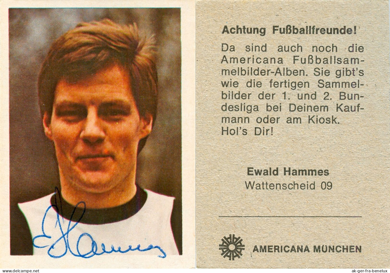 Autogramm Americana Sammelbild Ewald Hammes SG Wattenscheid 09 1980 Koblenz-Metternich Fußball Deutschland - Autographes