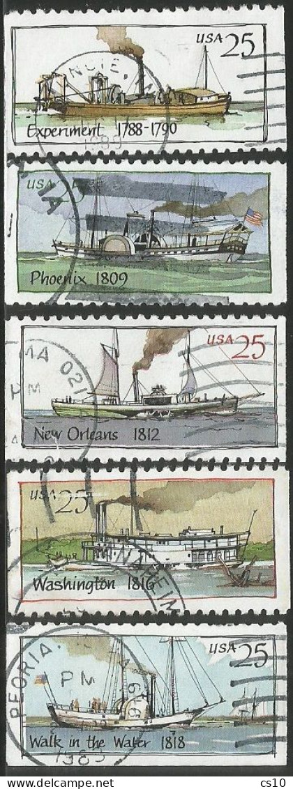 USA 1989 Steamboats SC.#2405/9 Cpl 5v Set From Boklet VFU - Blocchi & Strisce