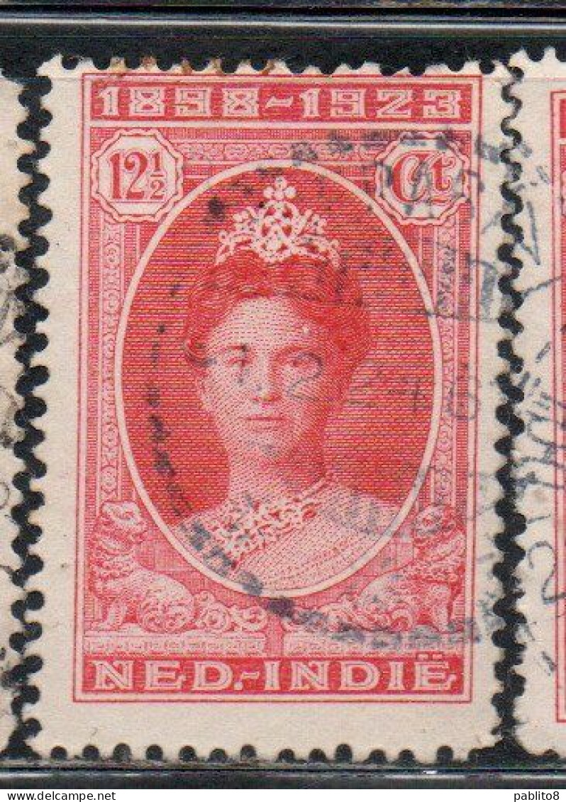 DUTCH INDIA INDIE INDE NEDERLANDS HOLLAND OLANDESE NETHERLANDS INDIES 1923 QUEEN WILHELMINA 12 1/2c USED USATO OBLITERE' - Nederlands-Indië