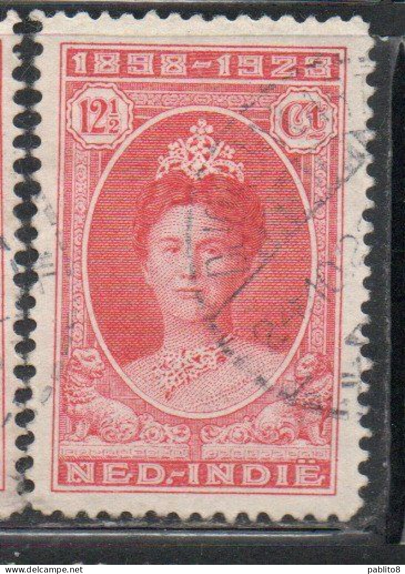 DUTCH INDIA INDIE INDE NEDERLANDS HOLLAND OLANDESE NETHERLANDS INDIES 1923 QUEEN WILHELMINA 12 1/2c USED USATO OBLITERE' - Nederlands-Indië