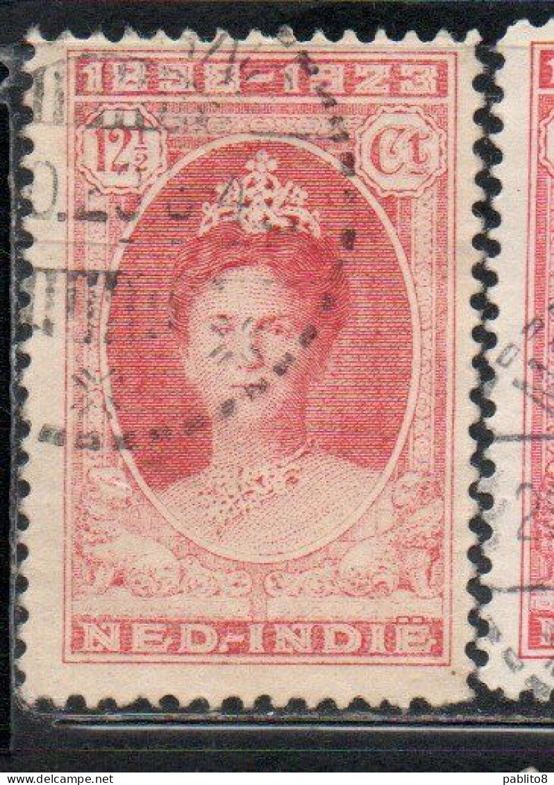 DUTCH INDIA INDIE INDE NEDERLANDS HOLLAND OLANDESE NETHERLANDS INDIES 1923 QUEEN WILHELMINA 12 1/2c USED USATO OBLITERE' - Nederlands-Indië