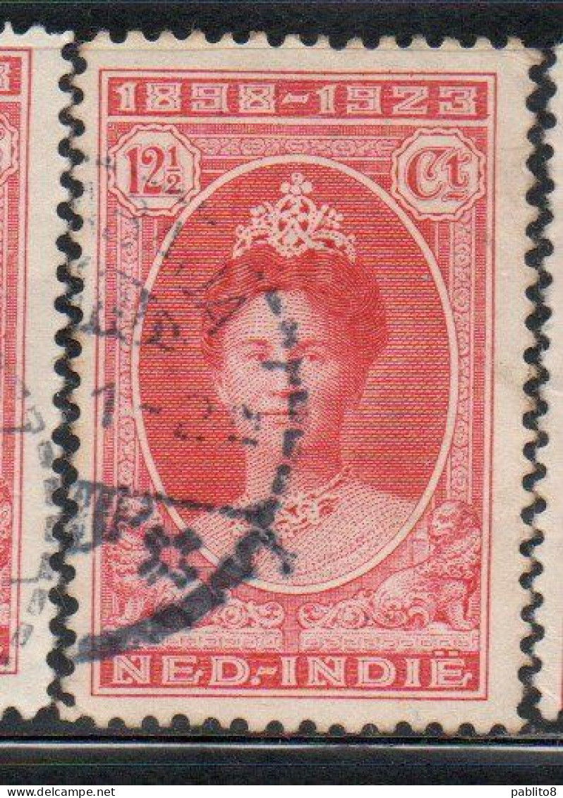 DUTCH INDIA INDIE INDE NEDERLANDS HOLLAND OLANDESE NETHERLANDS INDIES 1923 QUEEN WILHELMINA 12 1/2c USED USATO OBLITERE' - Nederlands-Indië