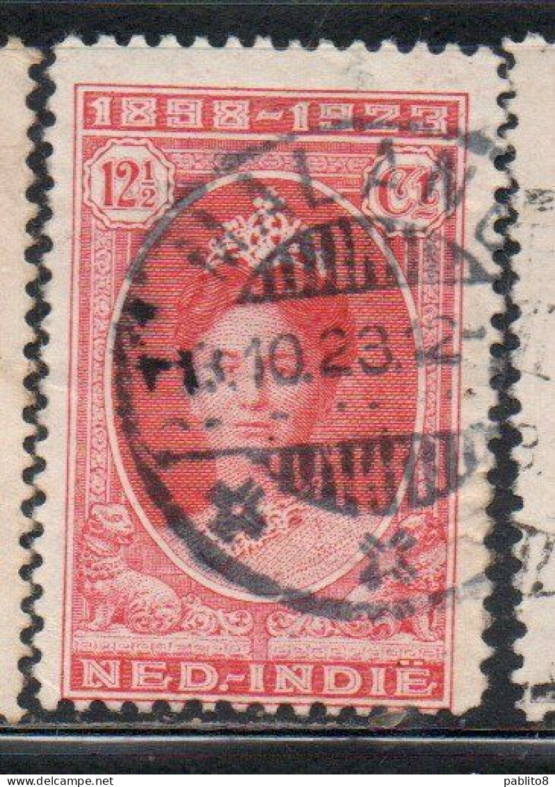 DUTCH INDIA INDIE INDE NEDERLANDS HOLLAND OLANDESE NETHERLANDS INDIES 1923 QUEEN WILHELMINA 12 1/2c USED USATO OBLITERE' - Nederlands-Indië