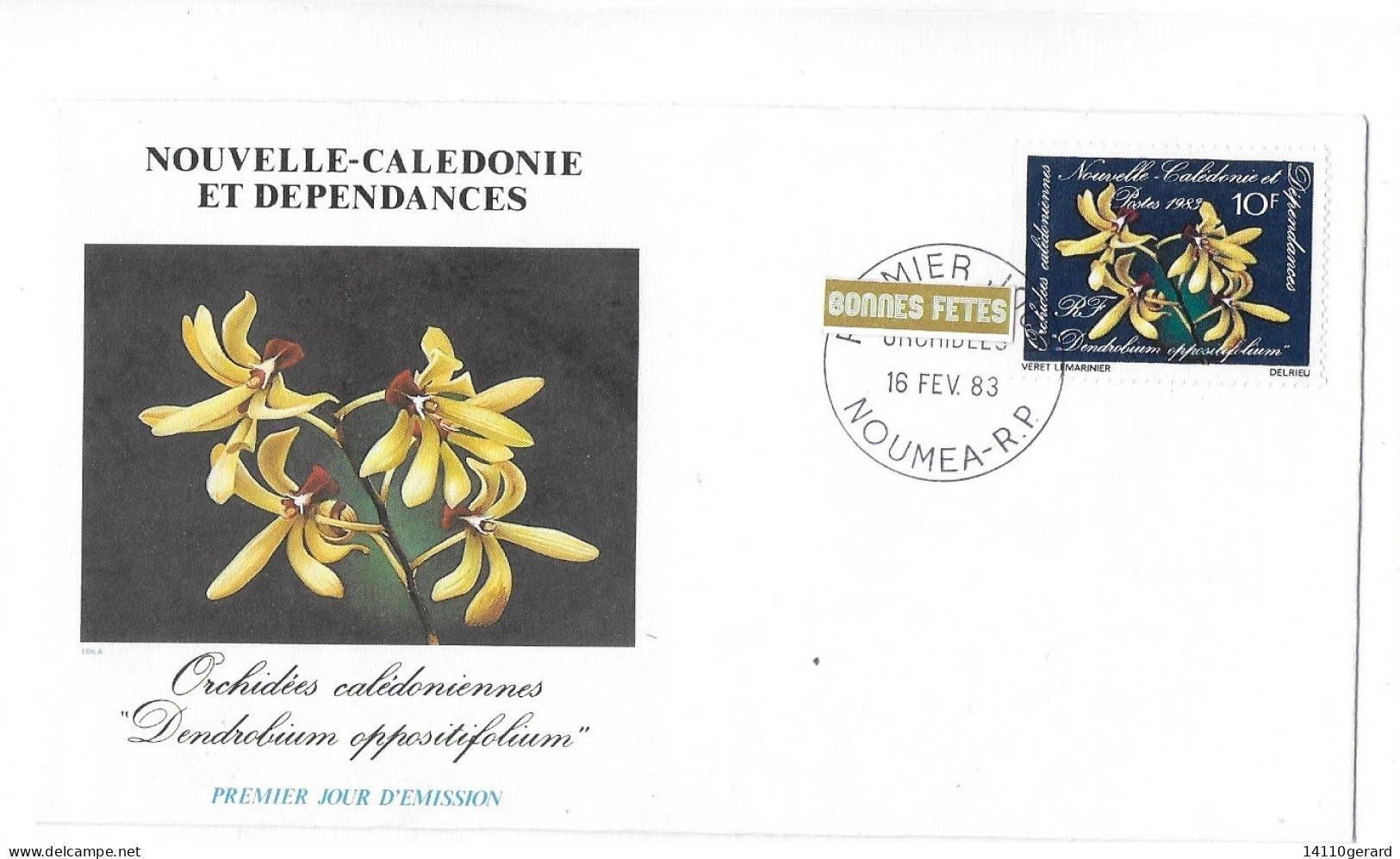 NOUVELLE-CALÉDONIE ET DÉPENDANCES  ORCHIDÉES  16/02/1983 - Cartas & Documentos