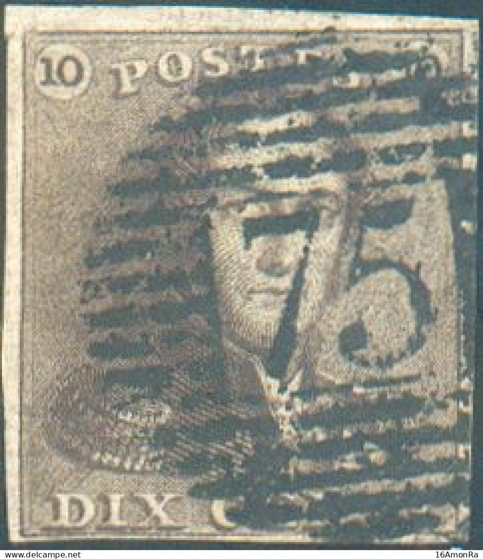 N°1 - Epaulette 10 Centimes Brun-SEPIA, TB Margée, Obl. P.75 LOKEREN Idéalement Apposée. Splendide Frappe. - Superbe - 1 - 1849 Mostrine