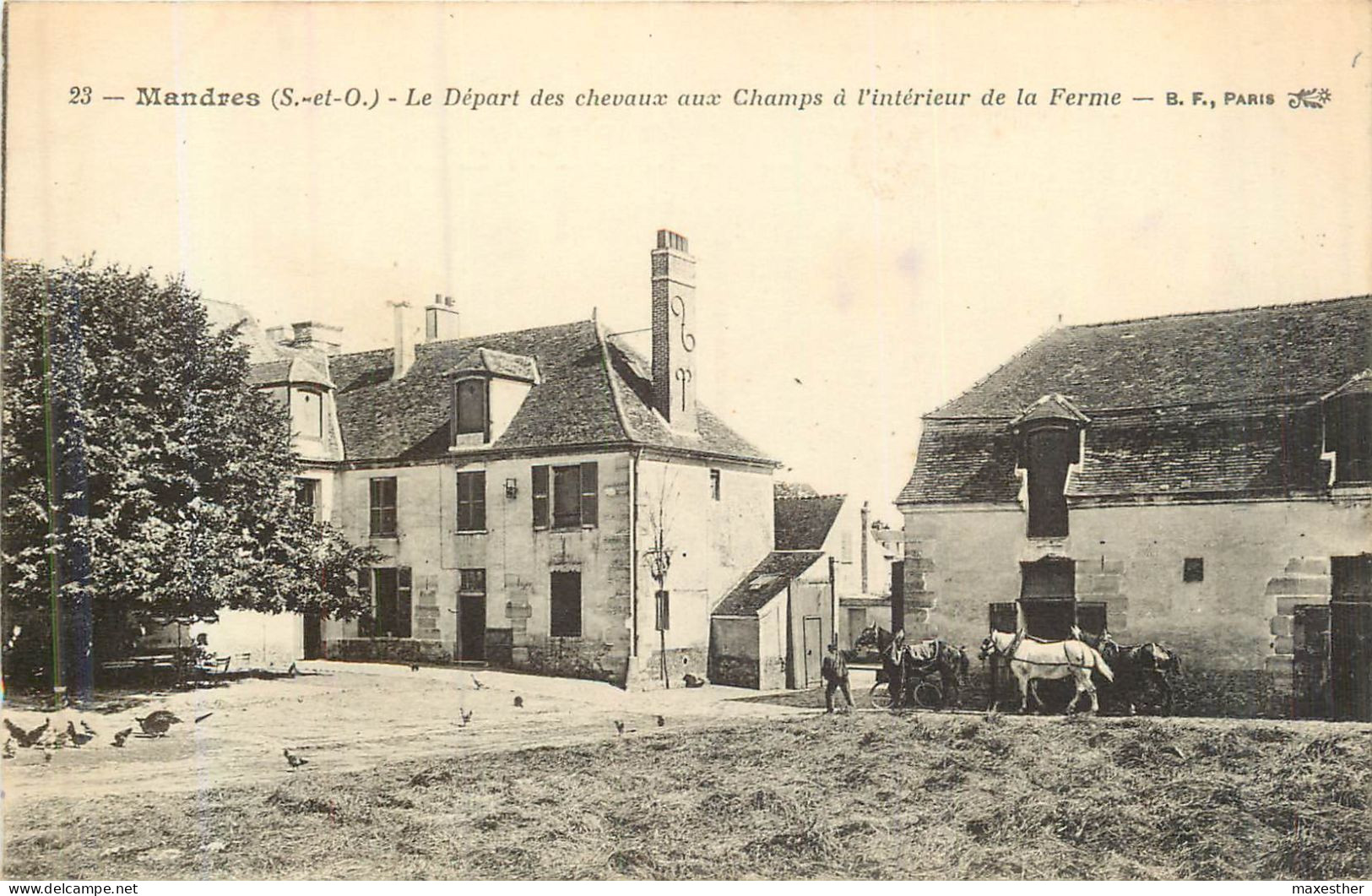 MANDRES Le Départ Des Chevaux Aux Champs à L'intérieur De La Ferme - Mandres Les Roses