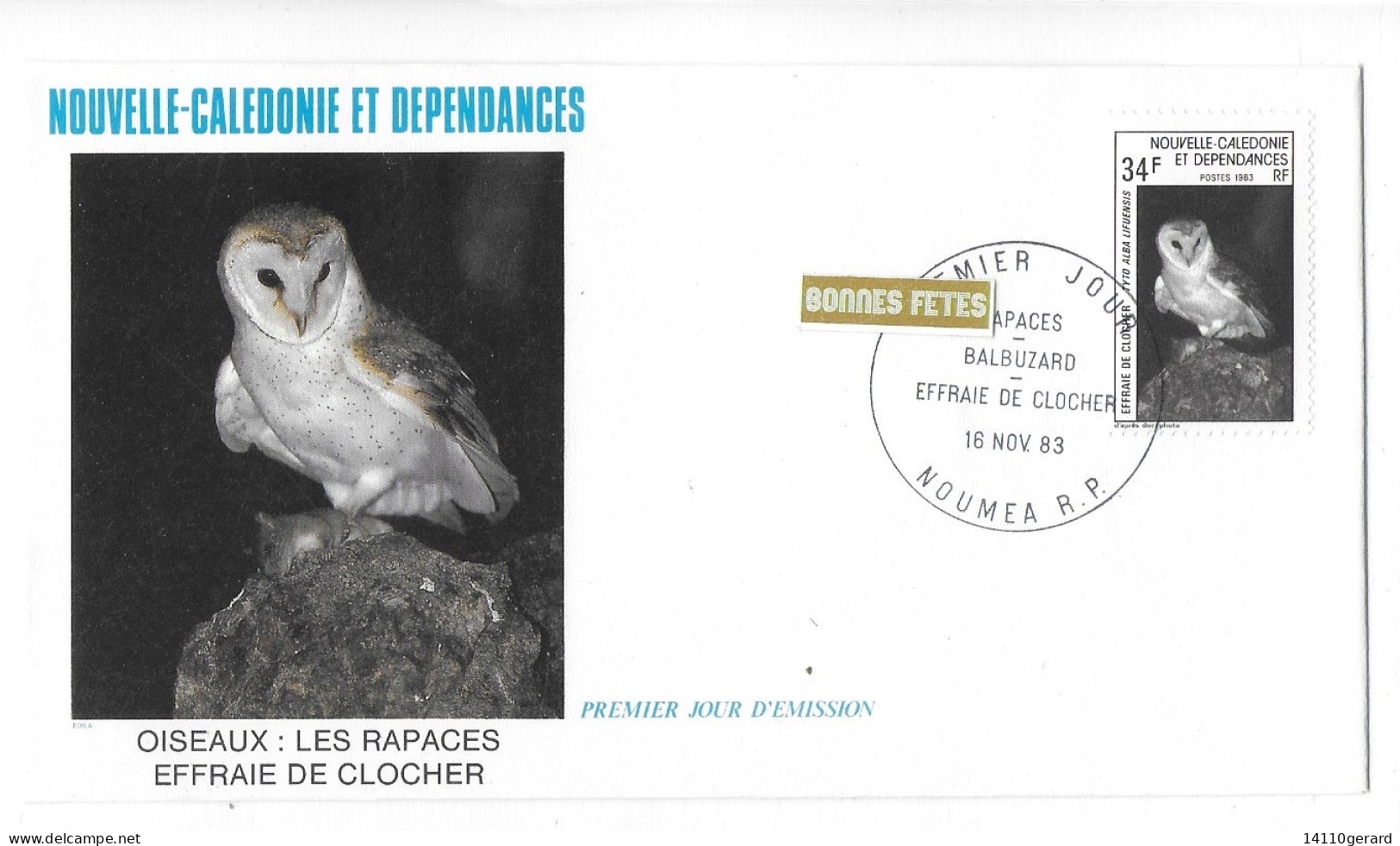 NOUVELLE-CALÉDONIE ET DÉPENDANCES Oiseaux Les Rapaces  16 Novembre 1983 - Storia Postale