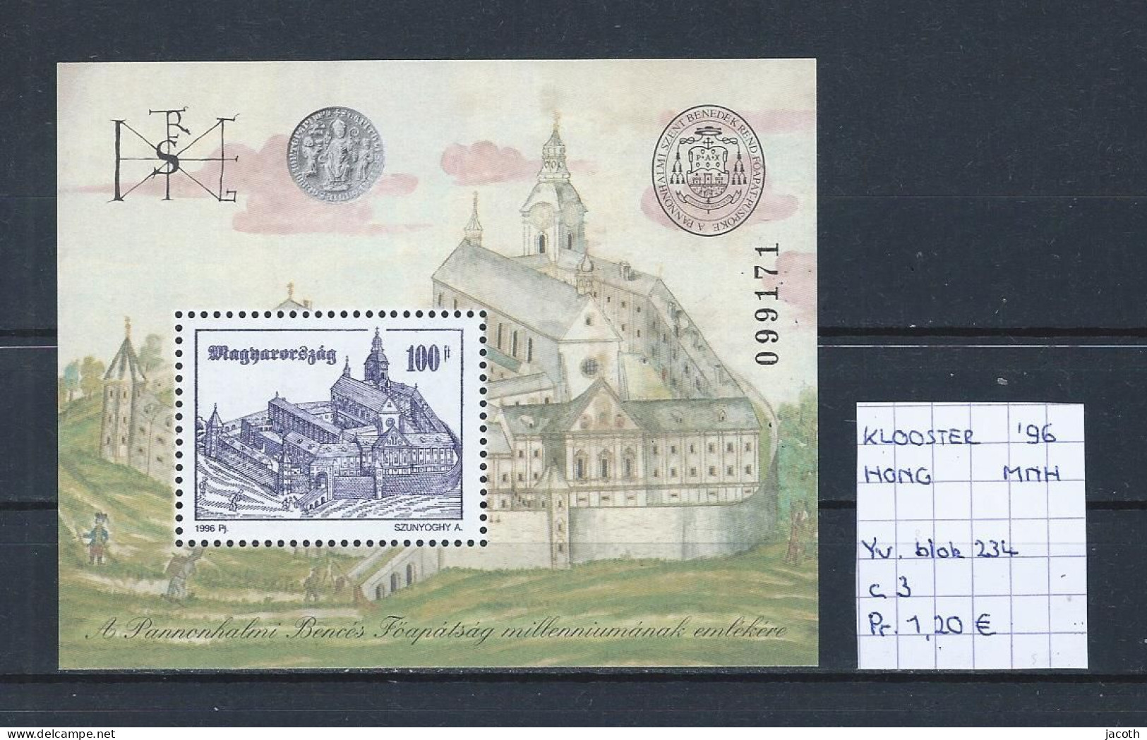 (TJ) Architectuur - Abdijen En Kloosters - Hongarije 1996 - YT Blok 234 (postfris/neuf/MNH) - Abbeys & Monasteries