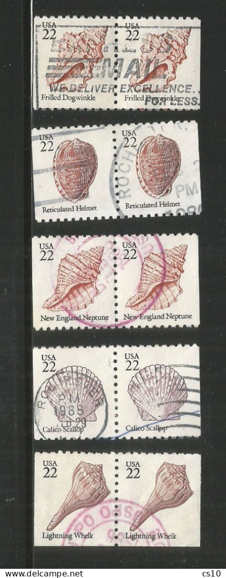 USA 1985 Shells - Cpl5v Set In Pairs From Booklets - VFU - Tiras Cómicas & Múltiples