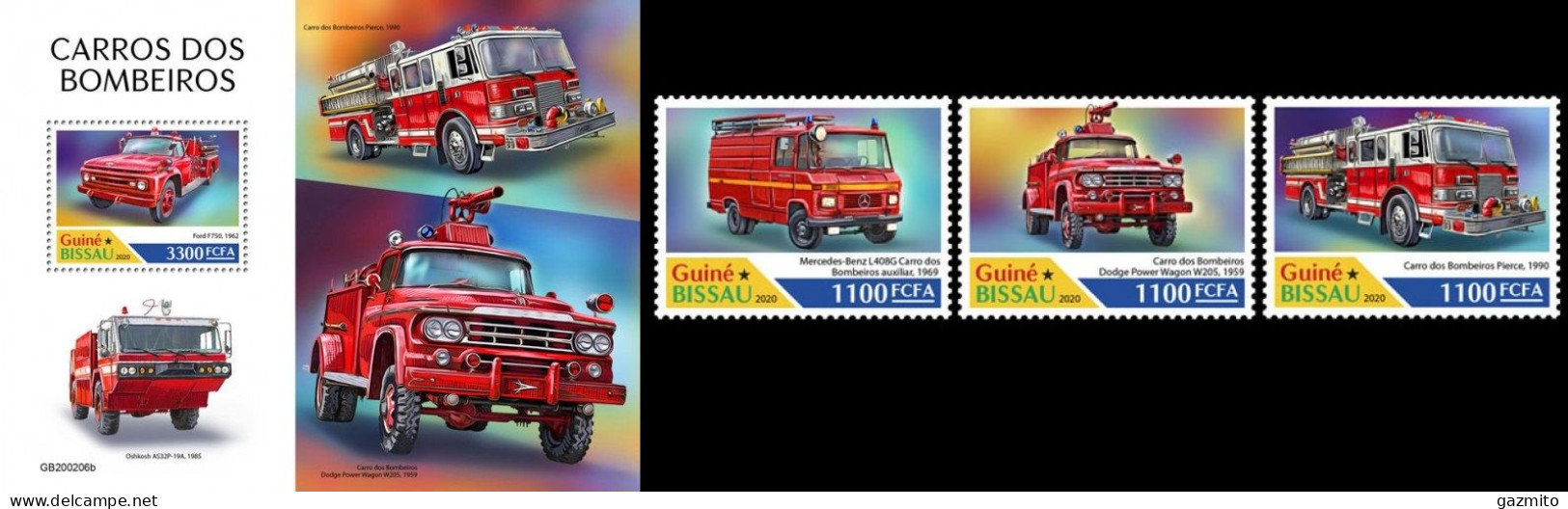 Guinea Bissau 2020, Fire Engine, 3val +BF - Sapeurs-Pompiers